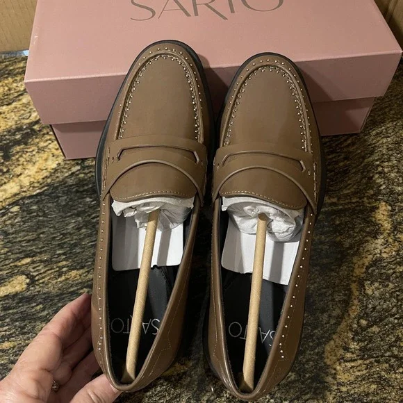 Franco Sarto A-Eden Studs Shoes Womens Size 7 Brown Loafers Studded J0852S1200 - Picture 11 of 16